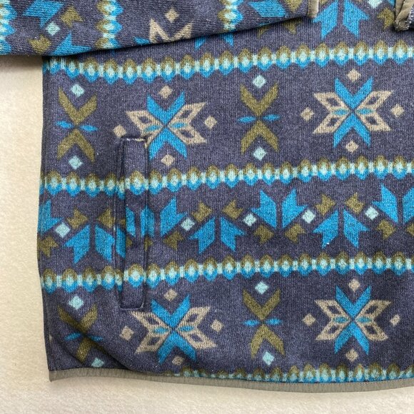 Vintage L.L. Bean Fleece Jacket Men's L Reg Purple Nordic Aztec Fair Isle Y2K - Picture 7 of 13